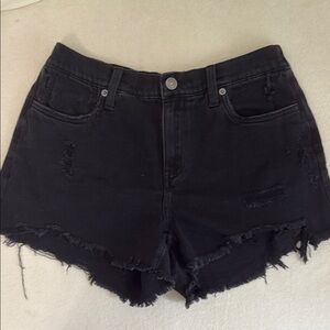 Aerie Black Jean Shorts Distressed High-Waisted